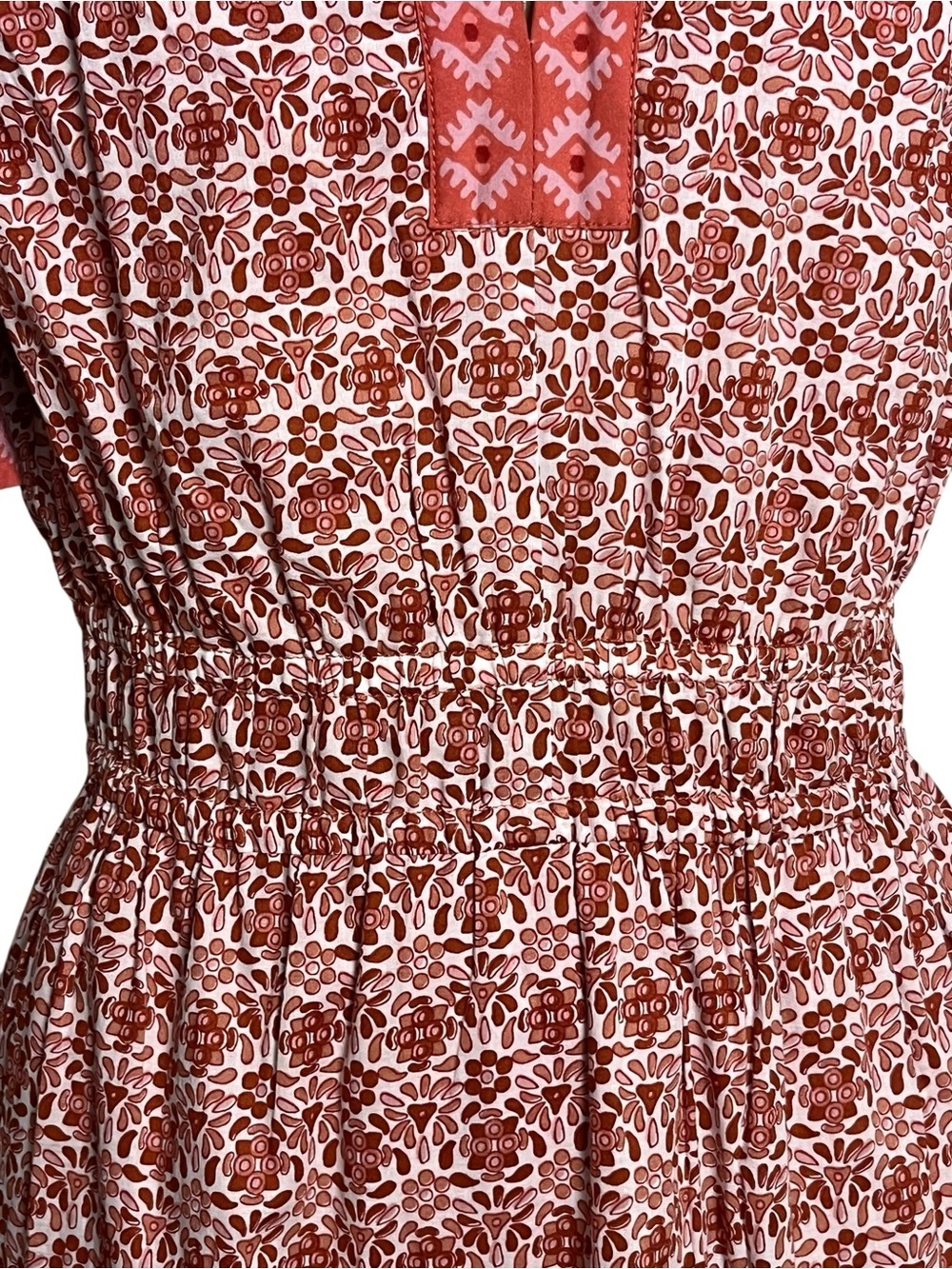 Current Air Lillian Midi Dress Pink Floral Split Neck Cottagecore Dress Medium - Picture 4 of 12